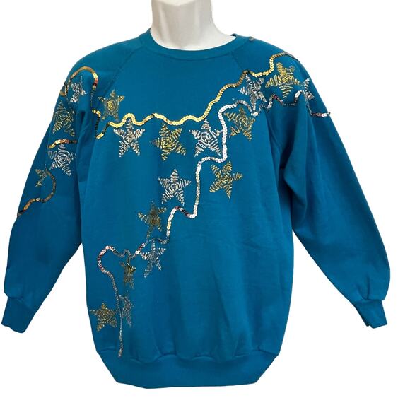 VINTAGE Action Homemade Puffy Paint Sequins Ugly Christmas Sweatshirt Size XL - Picture 1 of 5